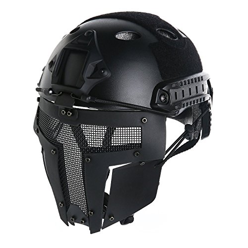 VILONG Airsoft Mask Outdoor Sports Tactical Paintball mask Full Face Skull CS Mask With double filter fan CS edition Perspiration Dust Face Guard (Steel black) - Thumbnail 6