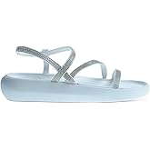 WILD PAIR Womens White Rhinestone Strappy Prudence Round Toe Slip On Slingback Sandal 9 M