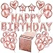 Whaline Rose Gold Birthday Party Decoration Including Happy Birthday Balloons with Foil Balloons, Rose Gold Confetti Balloons, Foil Ribbon and Table Runner(Total 50 Pcs)