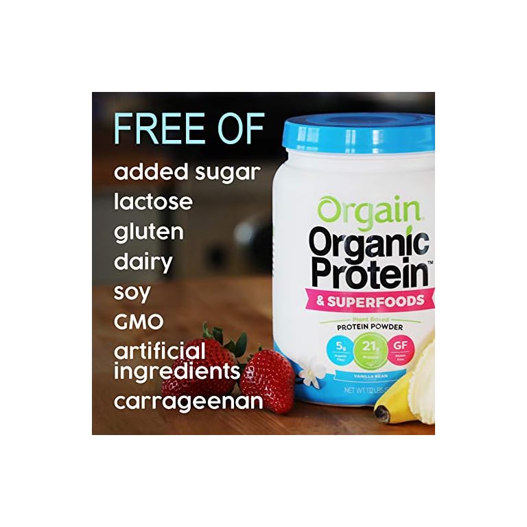 Orgain Organic Protein + Superfoods Powder, Vanilla Bean 21g of