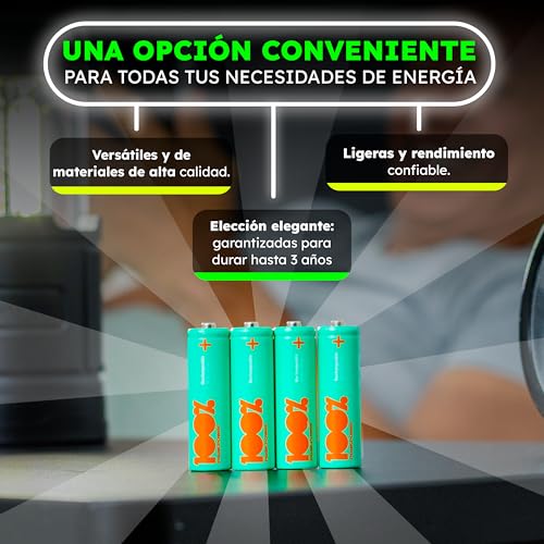 100%PeakPower Pilas Recargables AA 2300 mAh NiMH, Paquete de 12 Unidades - hasta 1000 Recargas, Alta Capacidad, Precargadas - Pilas AA Recargables para Juguetes, Controles, Adornos de Navidad