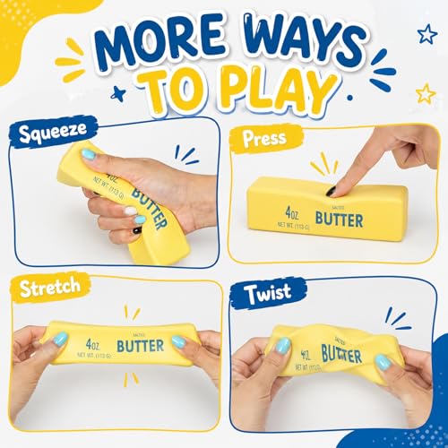 Butter Squishy Stress Relief Toy, 5.2 Inch Soft Slow Rising Butter Stick Squeeze Toy, Cute Food Fidget Desk Toy, Novelty Gag Gift, Party Favor,Birthday Gift Bag Filler for Kids Teens Adults