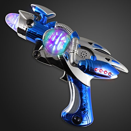 Blue Light Up Space Toy Gun with Sound Effects and Spinning Multicolor LEDs - Thumbnail 4