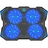Kootek 12-17 Inch Laptop Cooling Pad, 4 Quiet Fans Cooler Chill Mat with Adjustable Speed Fan and 3 Height Mount Stand 2 USB Ports Chill Mats