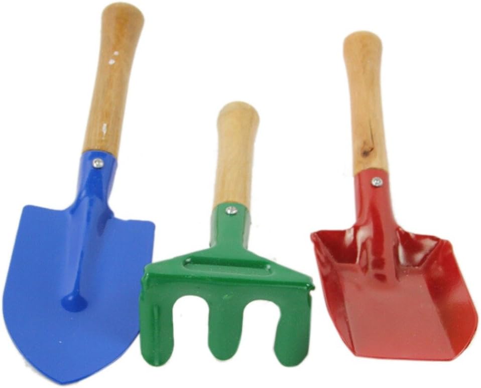 Garkit 3 Set Stainless Steel Home Garden Tools Wth Plastic Handle Rake Shovel Flowers and Vegetables Garden Tools Devices Multi-Colored