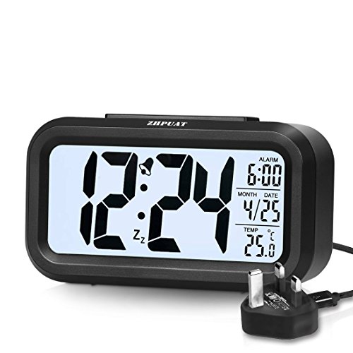 ZHPUAT Digital Alarm Clock Bedside Mains Powered for Bedrooms, Travel