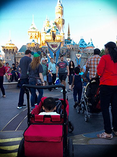 Black Push Pull Handle with Rear Foot Brake Outdoor Sport Folding Stroller Wagon Baby Trolley W/Canopy Garden Utility Travel CART - Thumbnail 3