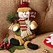 Sumind Christmas Sitting Snowman Tabletop Doll for Christmas Centerpieces Table Fireplace Decor Ornament Home Party Decoration Xmas Figurines