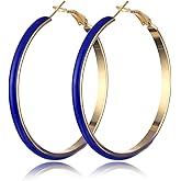 Big Geometric Hoop Earring Multicolor Enamel Round Dangle Drop Earrings for Women Exaggerated Statement Jewelry