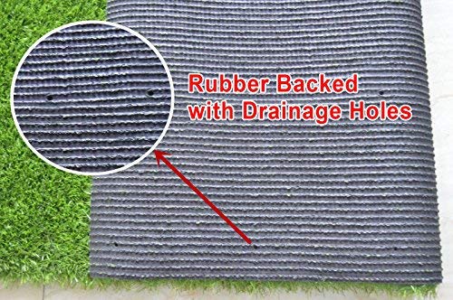 Synturfmats Premium Indoor/Outdoor Green Artificial Grass Rug - 7'x10' Decorative Synthetic Turf Runner Rugs Carpet with Drainage Holes - Thumbnail 3