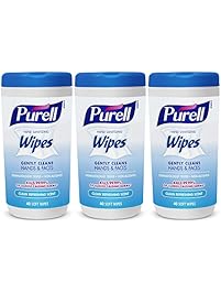 Purell 9120-03-EC Hand Sanitizing Wipes, Clean Refreshing Scent, 40 Count Canister (Pack of 3)