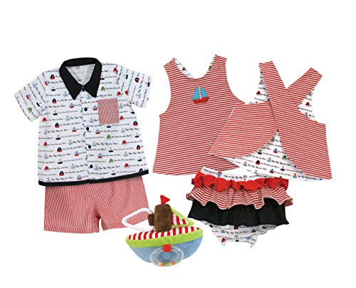 Stephan Baby Row Your Boat Bowling Shirt and Diaper Cover, 6-12 Months