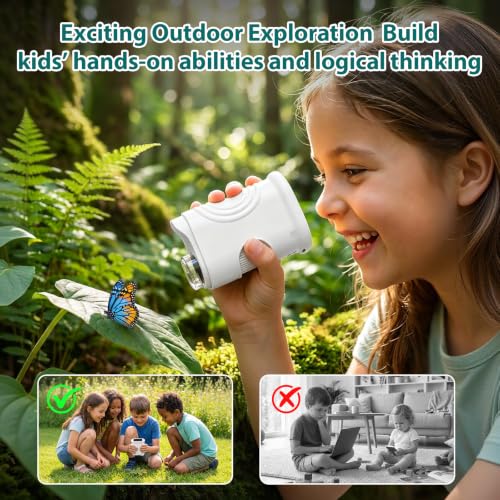 PINREK Kids Microscope 1000X Digital, Handheld Adventure Microscope for Kids, Pocket Microscope Video Record with 32G Memory Card, Portable Magnifying Glass Miniscope, Great Gift for Boys Girls