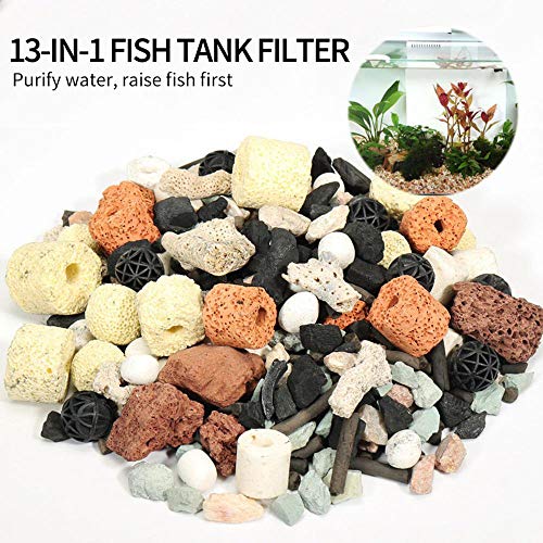 AUOKER Aquarium Filter Media, Fish Tank Filter Bio Balls Ceramic Filter Sphere, High Performance Nitrifying Bacteria Ceramic Biofilter Media Bags for Aquarium - 500g