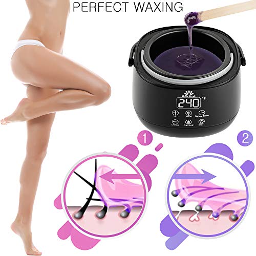 Wax Warmer Home Waxing Kit - Wax Kit for Hair Removal Wax Pot Professional with LED Display and 5 Bags Painless Hard Wax Beans, 20 Wax Sticks for Face, Legs, Arms, Bikini - Thumbnail 3