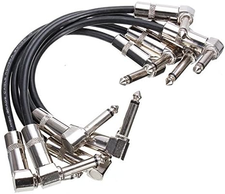 5pcs 6.35mm Right Angle Jack Plug Guitar Patch Lead Effects Instrument Cable Cord
