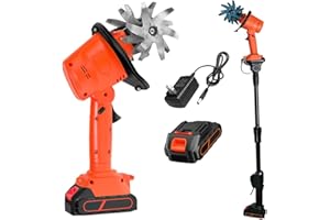 OEKYTOY 21V Cordless Mini Tiller Cultivator, 4-inch Electric Garden Tiller with 24 Steel Tines 235RPM Battery Powered Rototiller for Gardening 1.5Ah Battery and Charger (Red 1 Set)