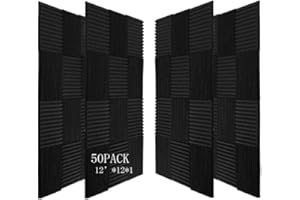 HWLIYUTAI 50 Pack Acoustic Panels 1 X 12 X 12 Inches - Studio Foam Wedges High Density Panel Soundproof Foam for Walls - Home Office