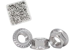 STORMCUBE M4x0.7mm DIN6923 Serrated Flange Nuts 100 Pack 304 Stainless Steel Hex Lock Nuts Full Thread for Industrial Construction Fasteners