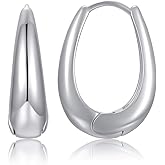 Tapered Huggie Hoop Earrings | 18K Gold Plated Sterling Silver Post Bold Large Hoops Chunky Earrings | Thick Lightweight Gold Hoop Earrings for Women