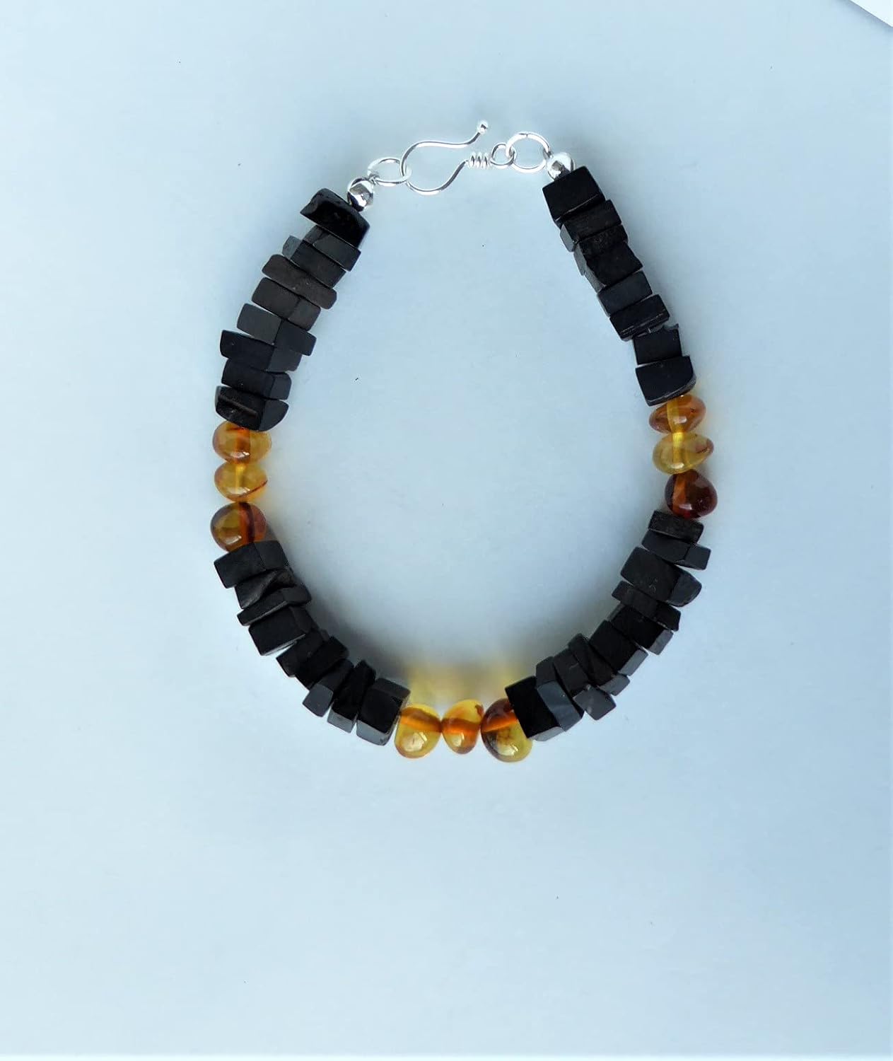Whitby Jet and Amber Bead Bracelet Amazon.co.uk Handmade
