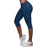 Flamingals High Waist Capris Jeans for Women Casual Summer Butt Lifting Skinny Denim Capri