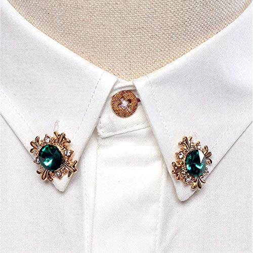 Joyci 10-Pack Vintage Brooch Shirt Suit Lapel Pin Vest Safety Pushpin Buckle Decorate Button Metal Tie Tacks Pin Back Clutch (Baroque Gem) - Thumbnail 4
