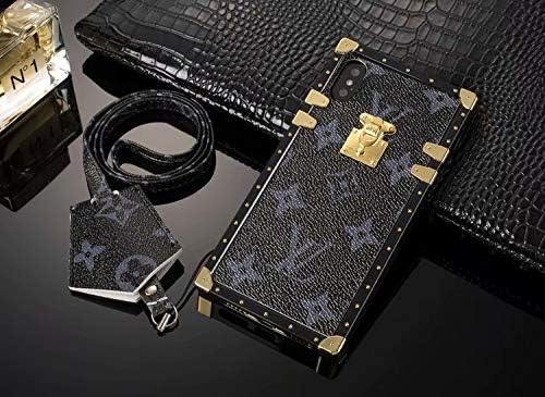 iPhone Xs, iPhone X Case, Street Fashion Vintage Designer PU Leather Anti-Scratch Soft Cover with Lanyard Protected Case for iPhone Xs, iPhone X (Blue)