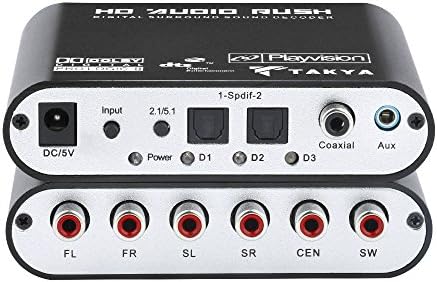 Takya Digital Audio Decoder | SPDIF RCA Dolby AC3/ DTS Optical Coaxial Input Digital to Analog 5.1 Audio Gear Adapter Sound Decoder | Support for HDTV DVD Player Blue ReyDVD DVD SP3 Xbox 360