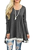 Jouica Women's Lace Long Sleeve Tunic Top Blouse