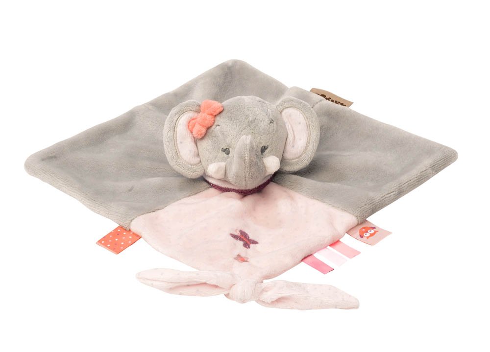 Nattou Cuddly Toy/Cloth, Adele The Elephant, Companion from Birth, 27 x 27 cm, Grey/Pink, 424165