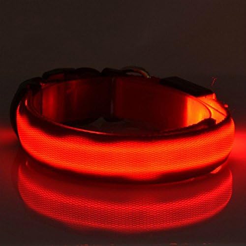 CUPET(TM) Pet Collar Glowing Flashing Reflective Light Dog Collar Nylon Luminous Safety Collar For Night Walking (Size M) (Red)