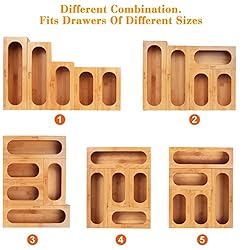 Bamboo Ziplock Bag Organizer For Drawer, Food