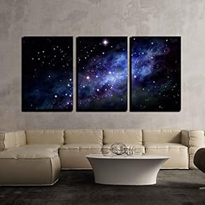 Imaginary Background of Deep Space and Star Field x3 Panels