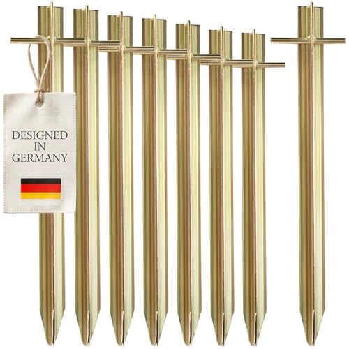 com-four® 8X Zelt-Heringe aus Stahl - Lange und robuste Erdnägel mit T-Profil für Camping und Outdoor - ideal für normalen und harten Boden