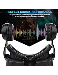 Pansonite Vr   Auriculares de diadema con mando a distancia, 3D gafas de realidad virtual para juegos VR y películas 3D, sistema de cuidado de ojos para iPhone y smartphones Android