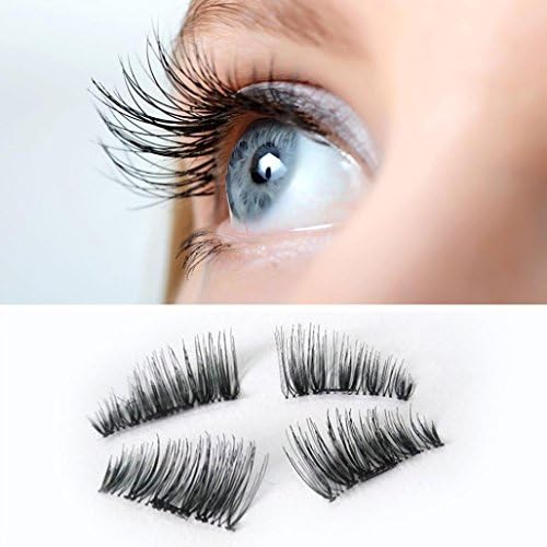 NEW Ultra-thin 0.2mm Magnetic Eye Lashes 3D Reusable False Magnet Eyelashes Extension (4 pieces, Black)