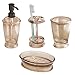 MetroDecor mDesign Bath Accessory Set, Soap Dispenser Pump, Toothbrush Holder, Tumbler, Soap Dish - 4 Pieces, Sand