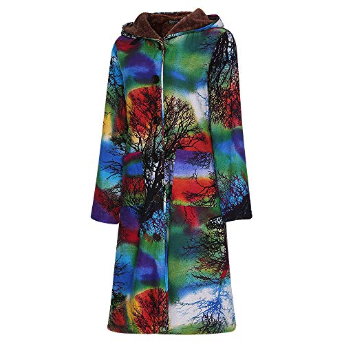 Womens Long Coats Duseedik Winter Warm Down Jackets Outwear Floral Print Plaid Hooded Pockets Oversize Coats Vests Blue - Thumbnail 3
