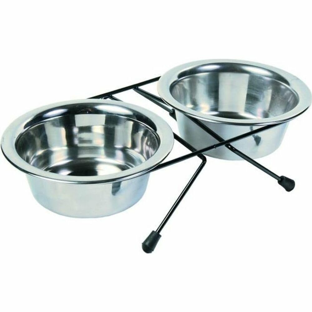 Trixie Eat on Feet Two Stainless Steel Bowl Set for Dog, 0.45 Litre