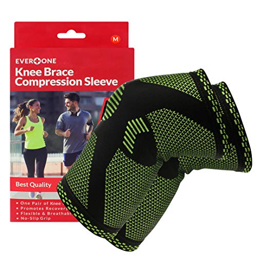 EverOne - Funda de soporte de compresión para rodilleras para prevención de lesiones, curación y recuperación, unisex, 1 par (2 piezas), mediana