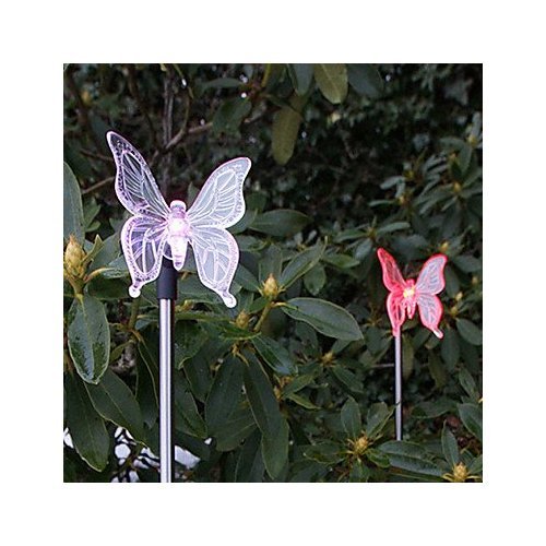 Set of 2 Garden Color Changing Solar Butterfly Stake Lights