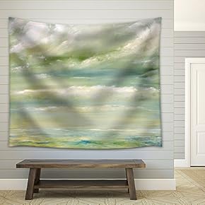 Original Oil Painting of The Malibu Beach Shore - Fabric Wall Tapestry Home Decor - 51x60 inches