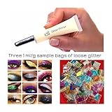 e.l.f. Glitter Primer Plus 3 Colors Loose Glitter Bags (1/2 gram each) for Eyes & Face | Eye Shadow Cosmetics Makeup | Perfect for Parties, New Year's Eve, Concerts, Sports, Dances