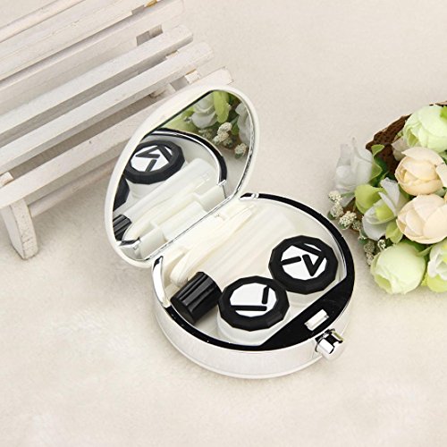 Hot Sale! AMA(TM) Perfume Bottle Retro Shaped Mini Contact Lens Case Holder Box Travel Kit Easy Carry Mirror Container (White)