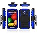 Moto E (1st Gen.) Case, Elegant Choise High Impact Armor Rugged Hybrid Holster Shockproof Case Cover with Kickstand + Belt Swivel Clip for Moto E (1st Gen.) XT1021 / XT1022 / XT1025 (Black/Blue)