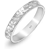 LeCalla 925 Sterling Silver Ring with Hammered Finish | Classic Vintage Hammer Textured Band Rings for Women | Minimalist Handcrafted Hammered Ring(Sizes 6-8No.)