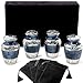 Trupoint Memorials Small Urns for Human Ashes Keepsake, Decorative Mini Cremation Urn for Adult Men & Women, Set of 4, Dark Blue with Silver Lining