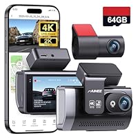 4K+2K Dash Cam Front and Rear, Dash Camera for Cars 2 Channel, 64GB Card Included, 5.8G/2.4G Dual WiFi, Built-in GPS, Night Vision, WDR, 170°Wide Angle, G-Sensor Emergency Lock, 24H Parking Monitor