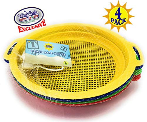 image for Matty's Toy Stop Sand Sifter Sieves for Sand & Beach (Red, Blue, Yello